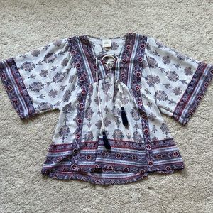 Cute Knox Rose Sheer Top with Tassels